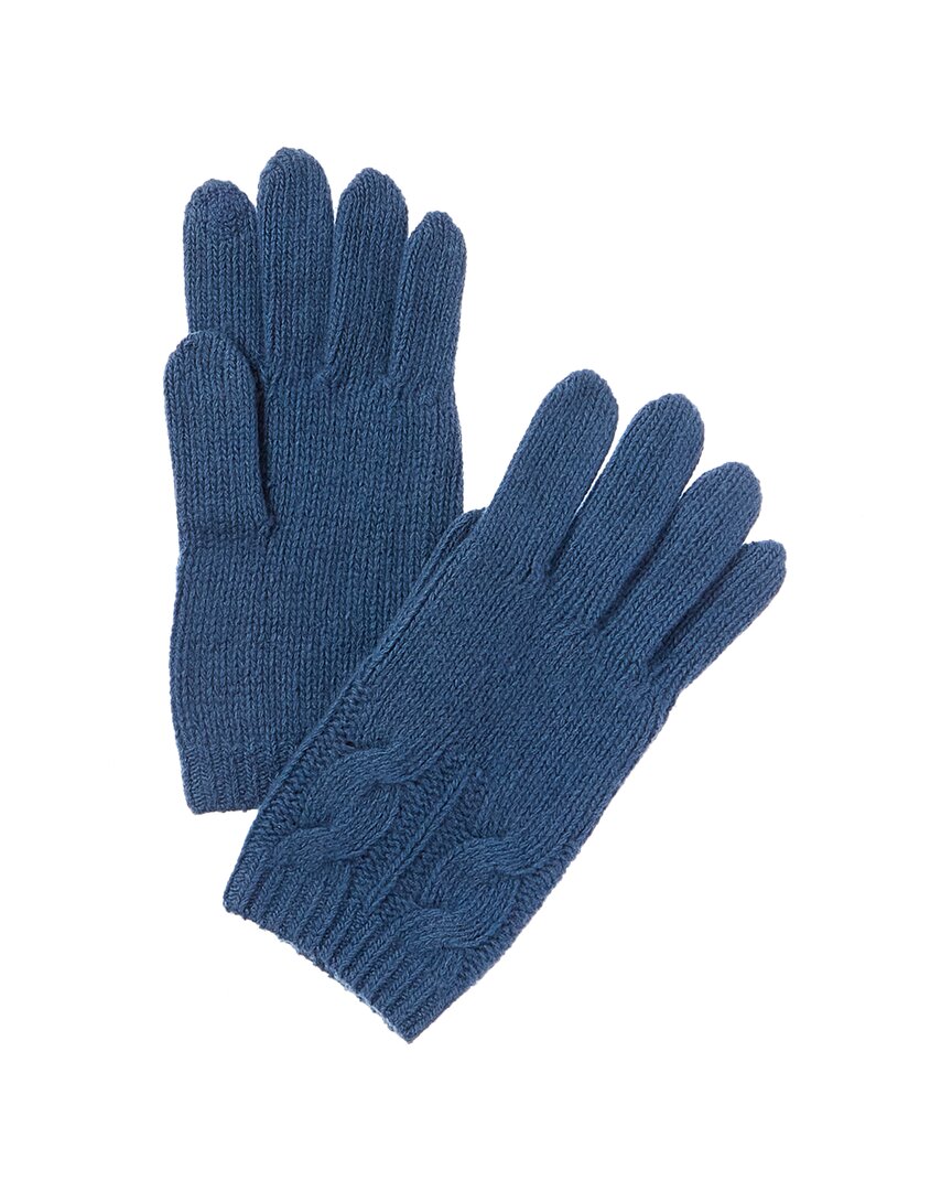 Portolano Cable Cashmere Tech Gloves In Blue