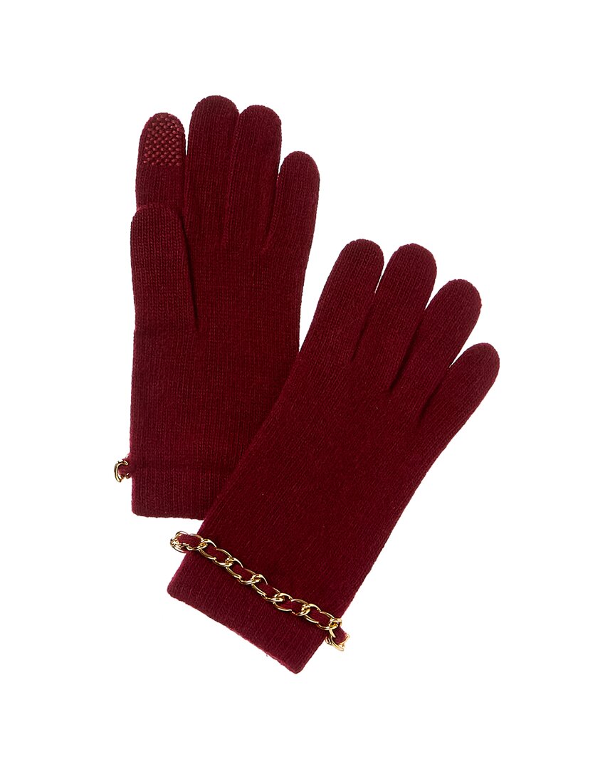 Portolano Chain Cashmere Tech Gloves In Red