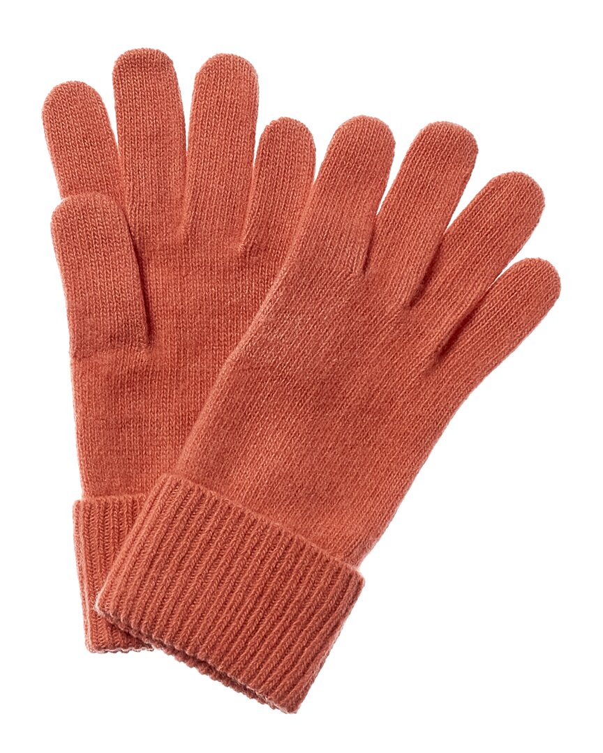 Shop Portolano Cashmere Knit Gloves In Orange