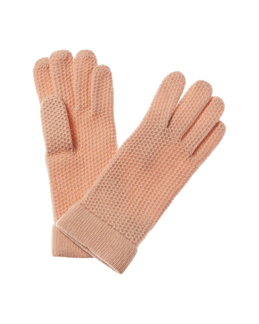 Portolano Honeycomb Stitch Cashmere Gloves In Pink