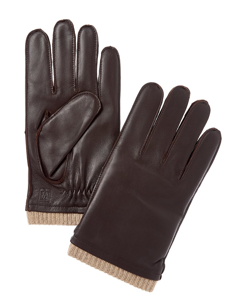 Bruno Magli Touch Tech Cashmere Lined Leather Gloves In Brown