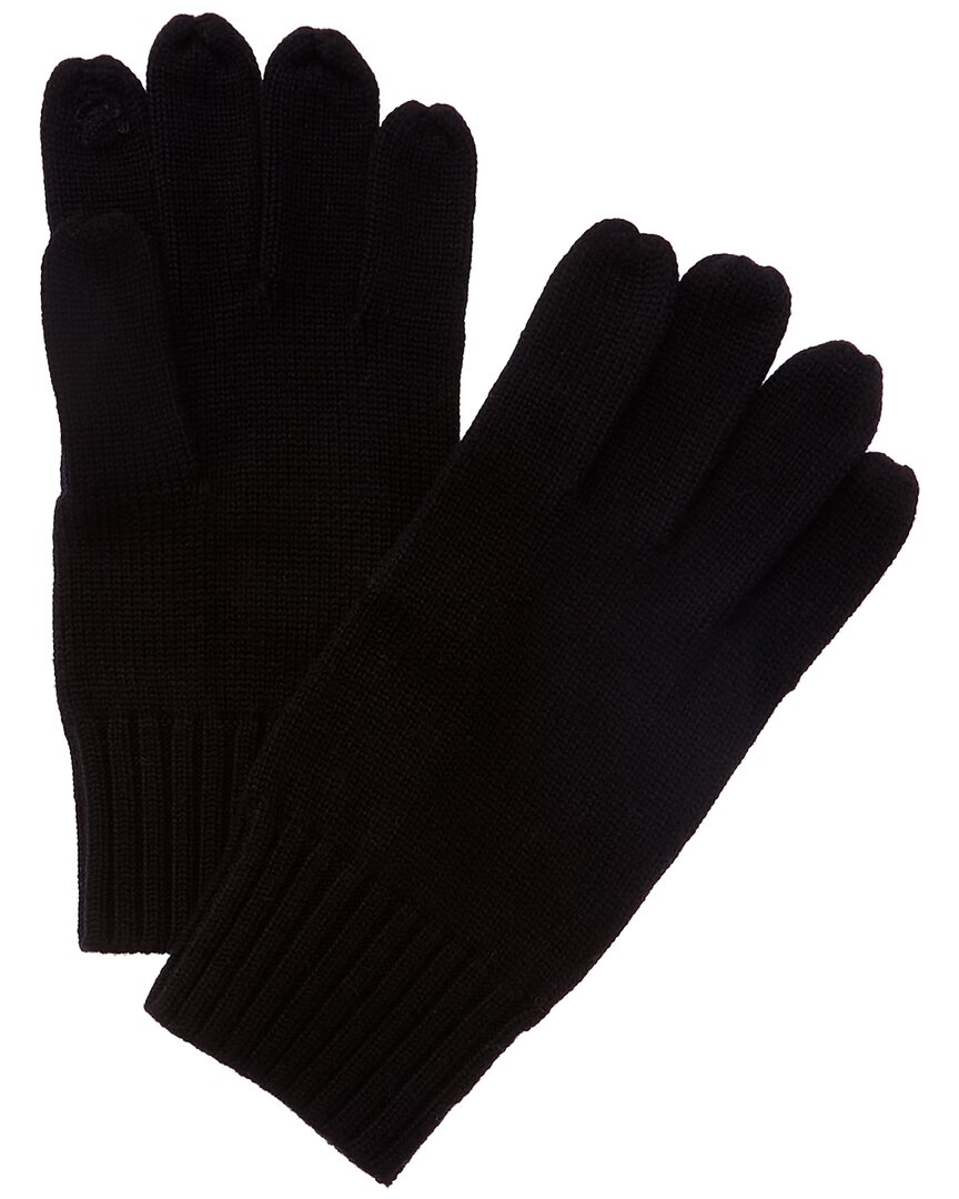 Portolano Ribbed Cuff Wool Gloves In Black