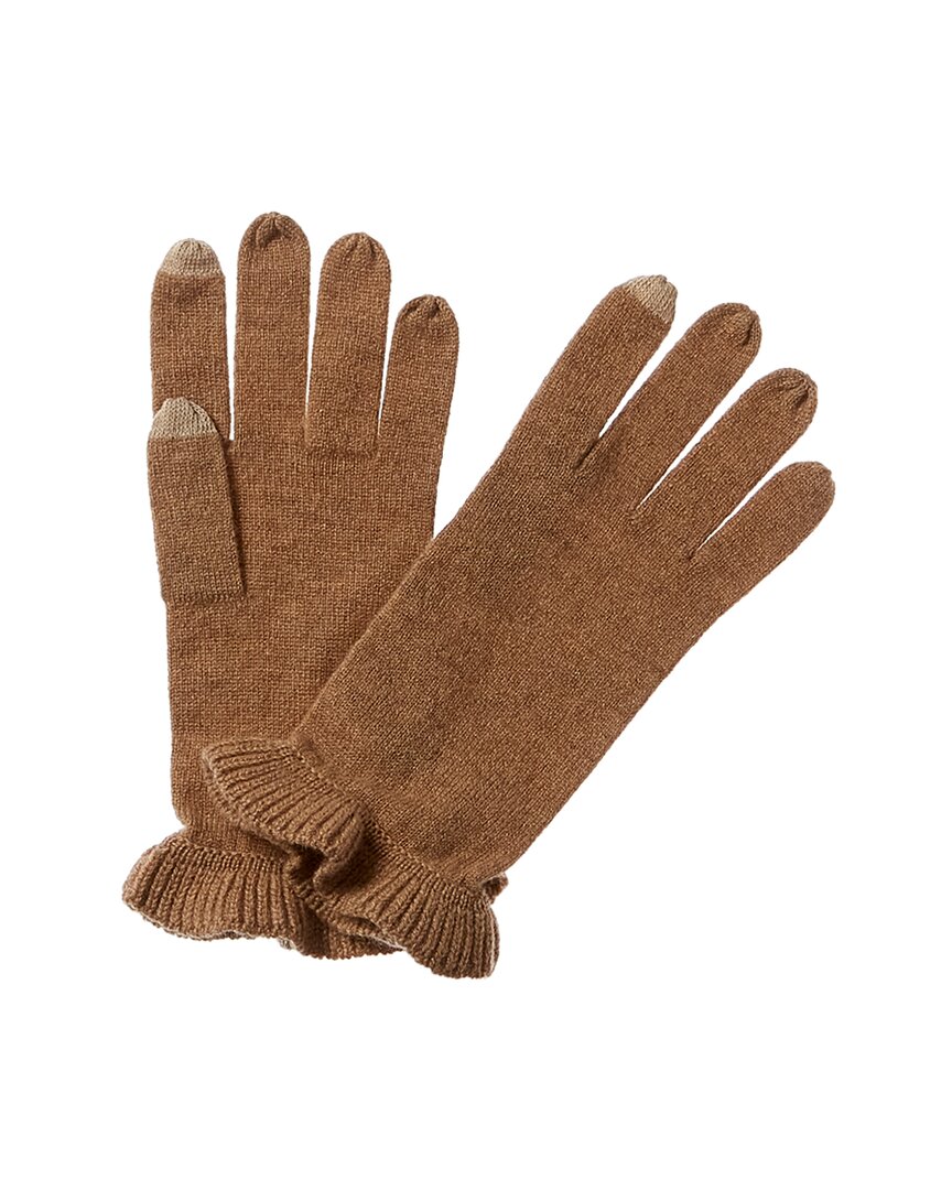 Shop Forte Cashmere Ruffle Cashmere Gloves In Brown