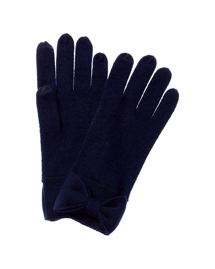Forte Cashmere Bow Cashmere Gloves In Blue
