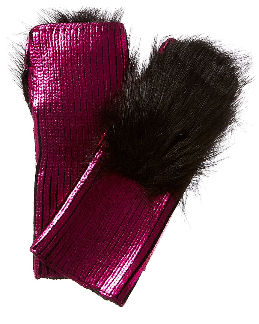 Adrienne Landau Metallic Gloves In Pink
