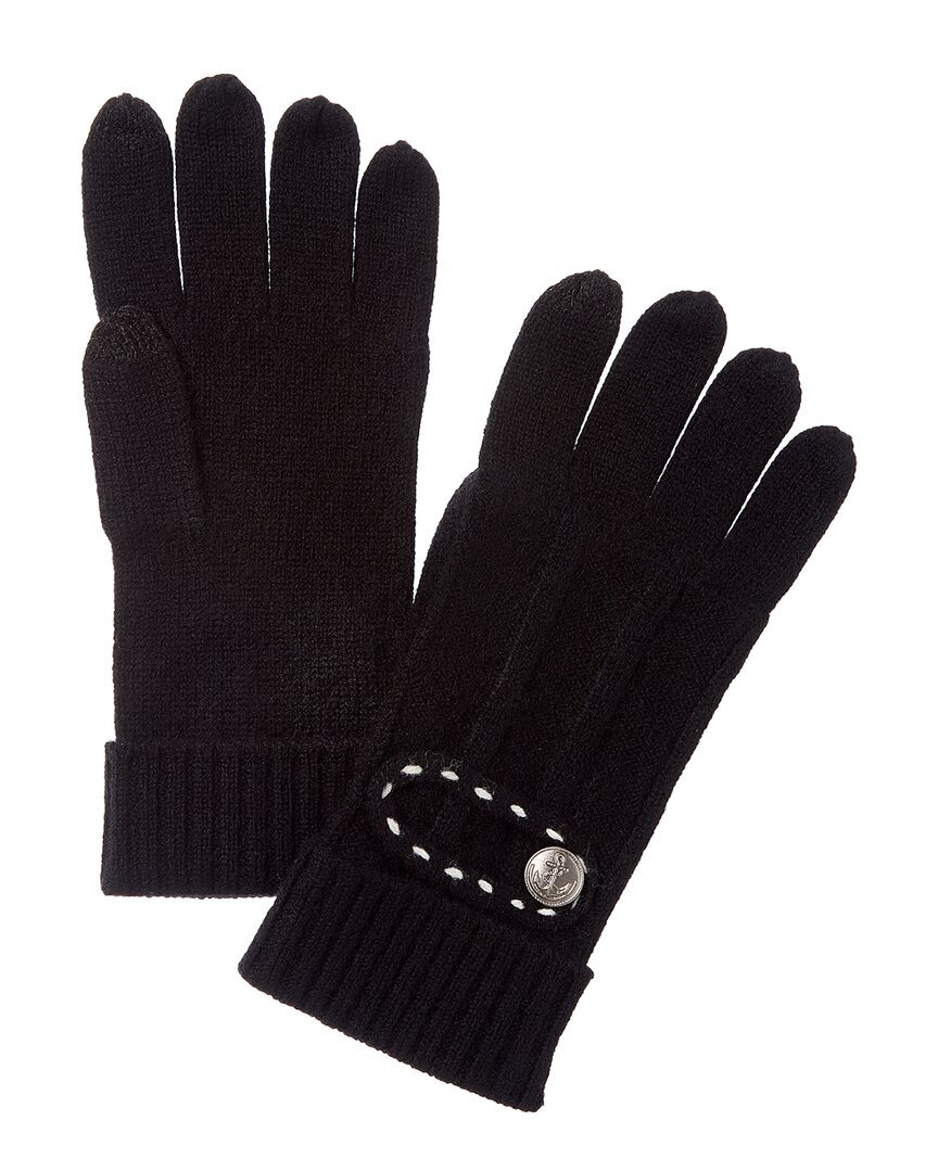 Forte Cashmere Button Cuff Cashmere Gloves In Black