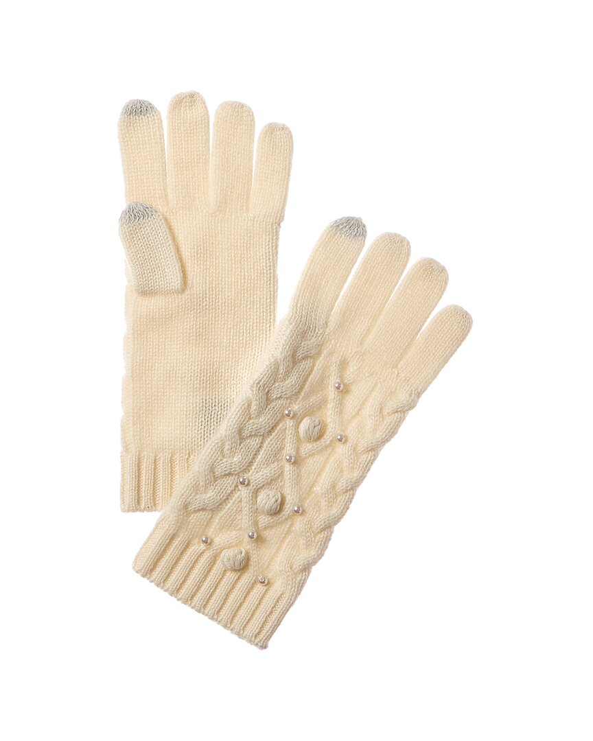 Forte Cashmere Pearl Cable Cashmere Gloves In Neutral