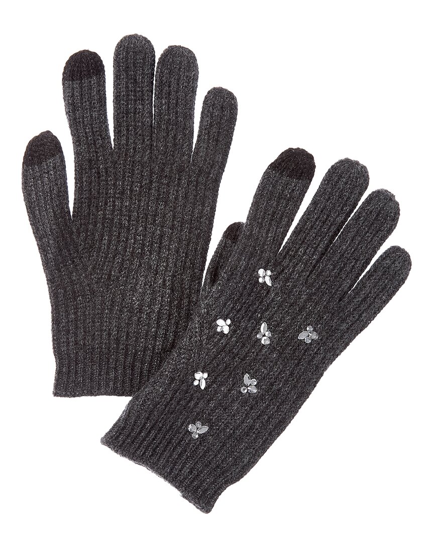 Forte Cashmere Mixed Crystal Cashmere Gloves In Gray