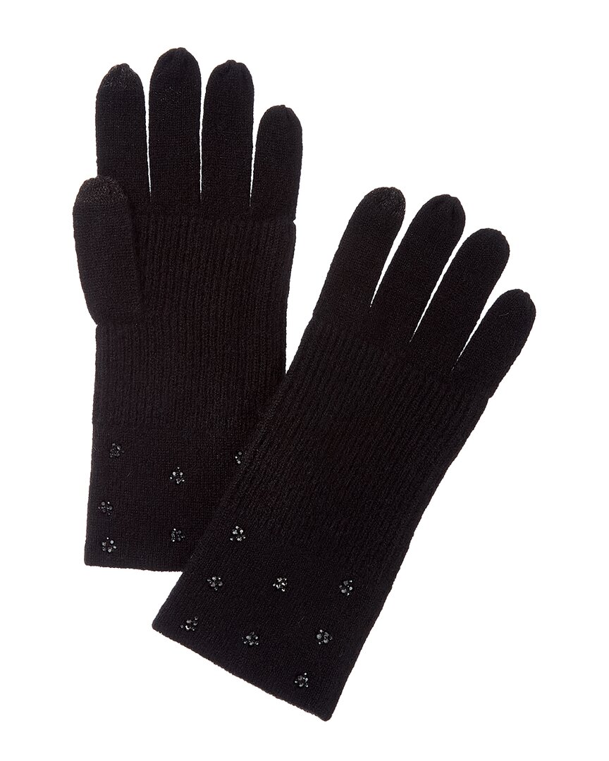Forte Cashmere Crystal Cuff Cashmere Gloves In Black
