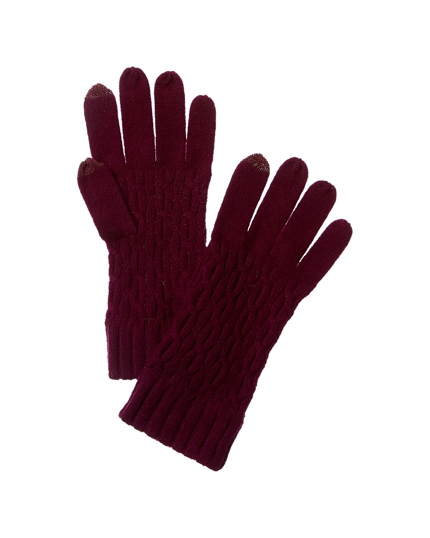Forte Cashmere Cable Texture Stitch Cashmere Gloves In Burgundy
