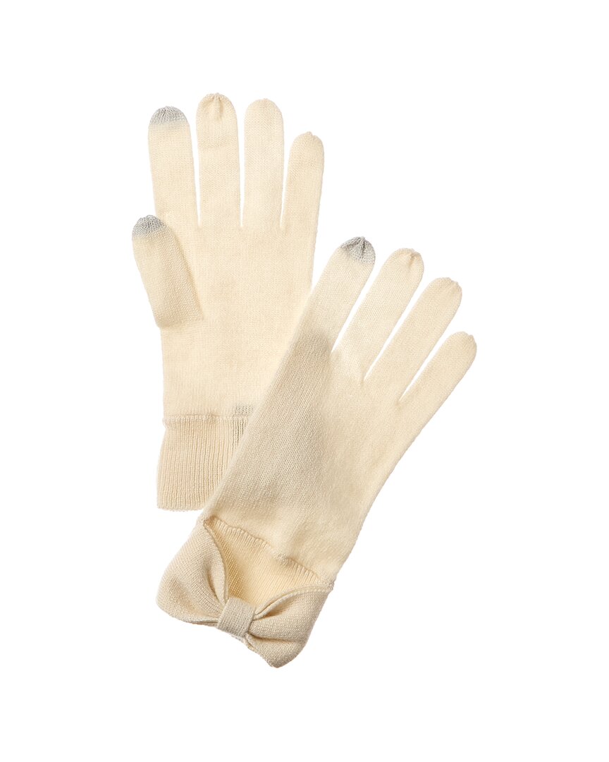 Forte Cashmere Bow Cashmere Gloves In Neutral