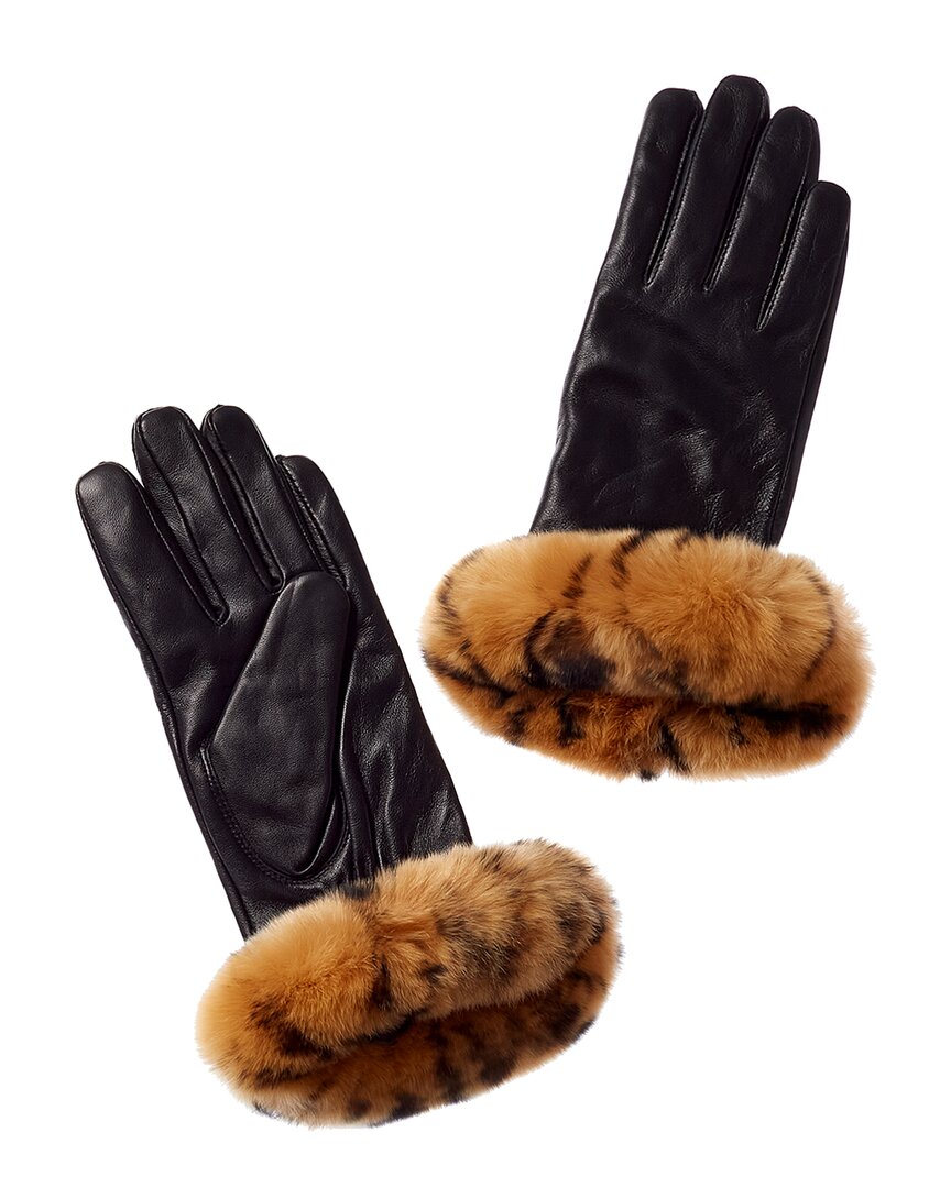 Shop Surell Accessories Cashmere-lined Leather Gloves In Black
