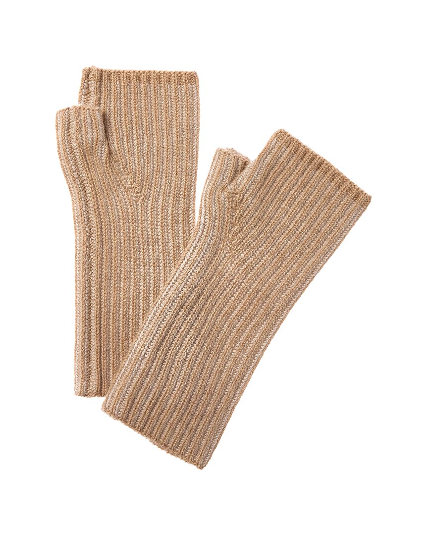 Forte Cashmere Plaited Rib Cashmere Texting Gloves In Brown