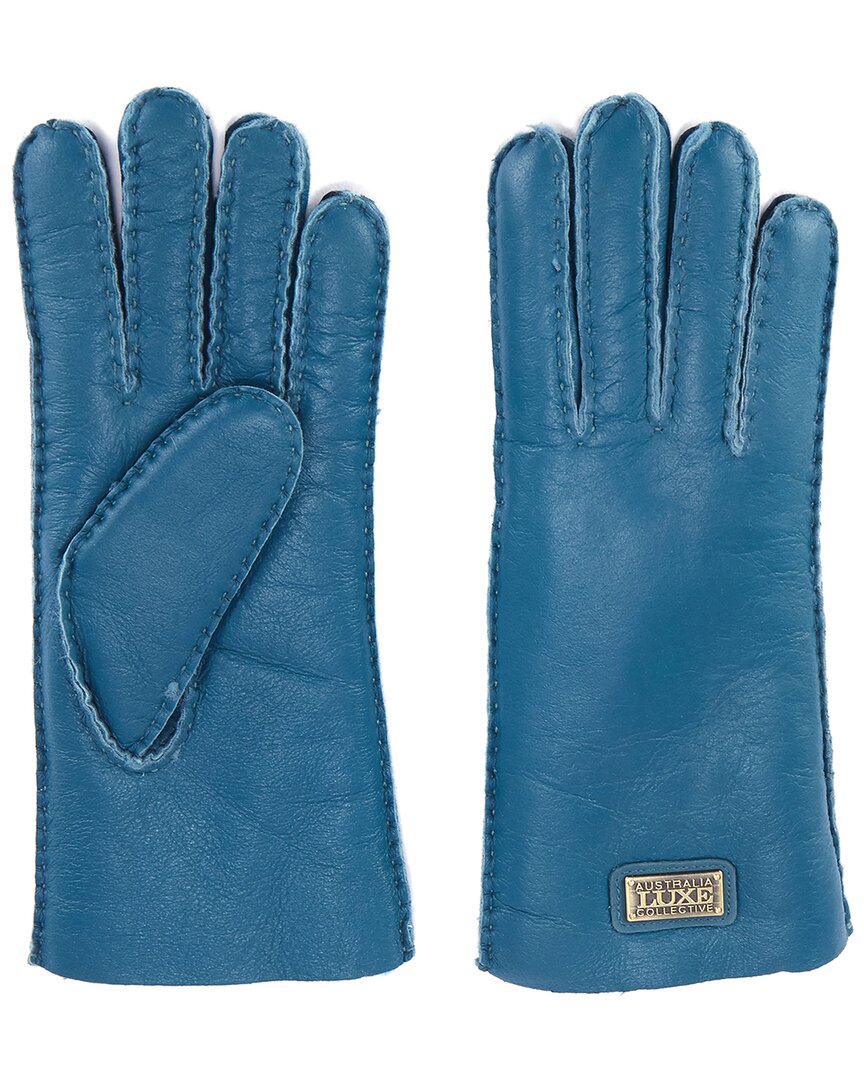 Australia Luxe Collective Sheepskin Gloves In Blue