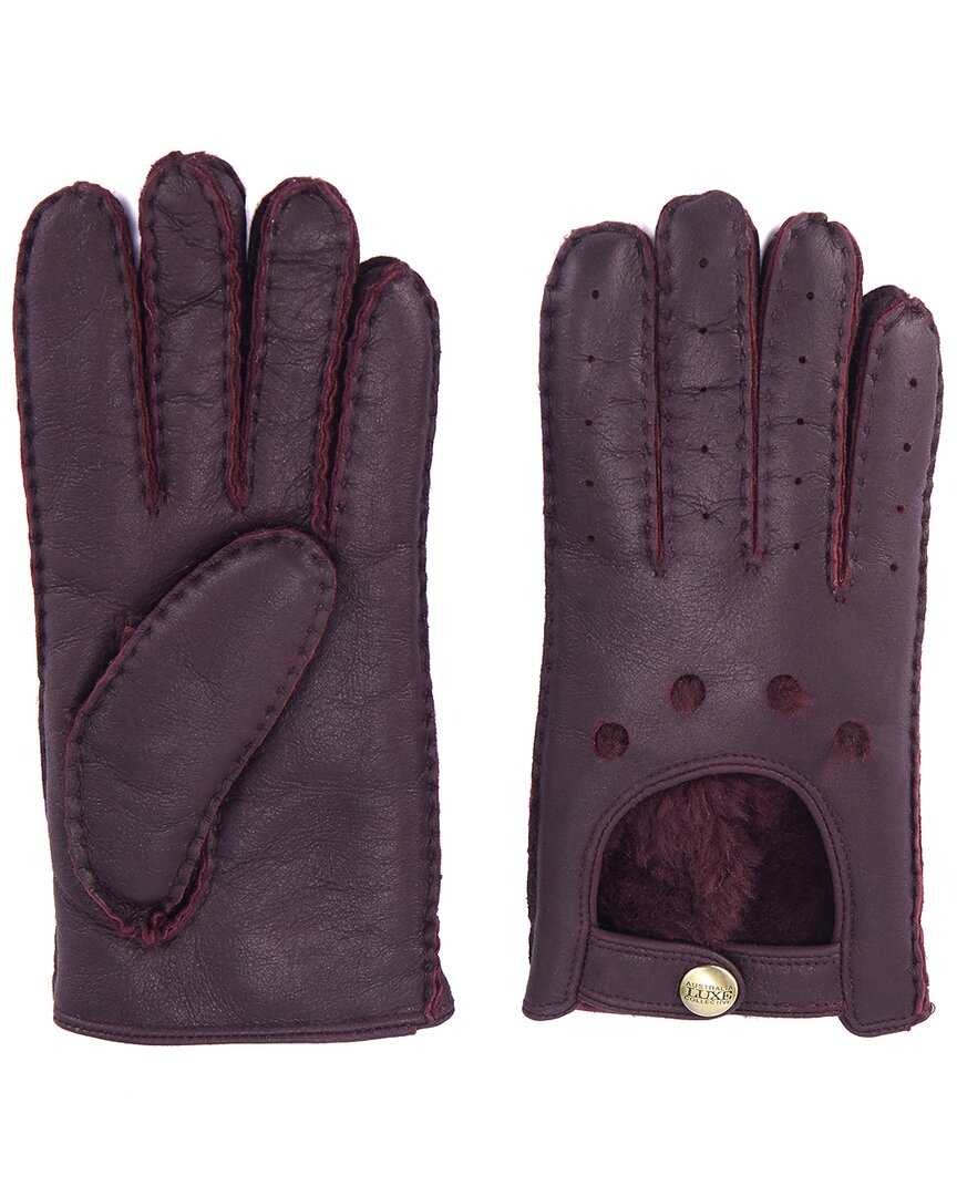 Australia Luxe Collective Sheepskin Moto Gloves In Burgundy