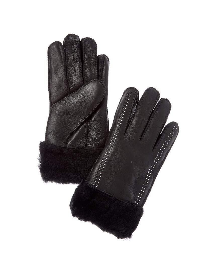 Surell Accessories Shearling Gloves In Black