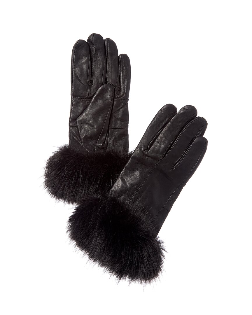 Surell Accessories Leather Gloves In Brown