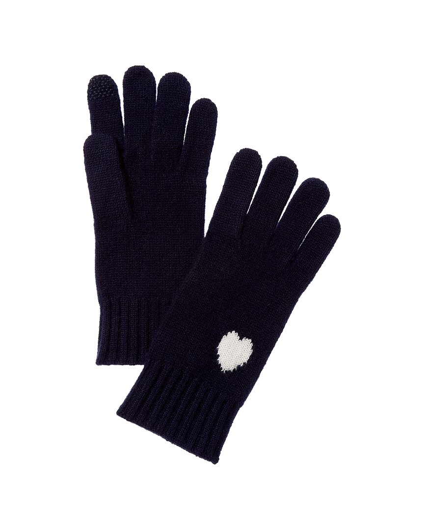 Hannah Rose Mini Heart Intarsia Cashmere Gloves In Blue
