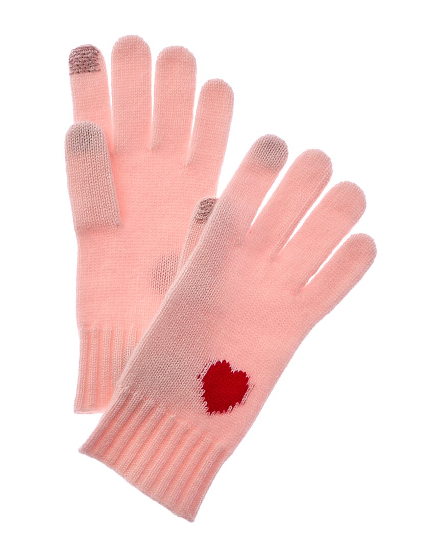 Hannah Rose Mini Heart Intarsia Cashmere Gloves In Pink