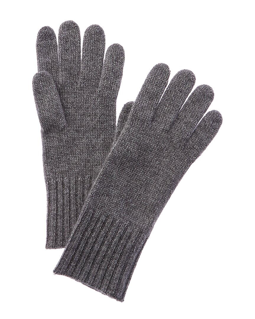 Hannah Rose Lurex Cashmere Gloves In Gray