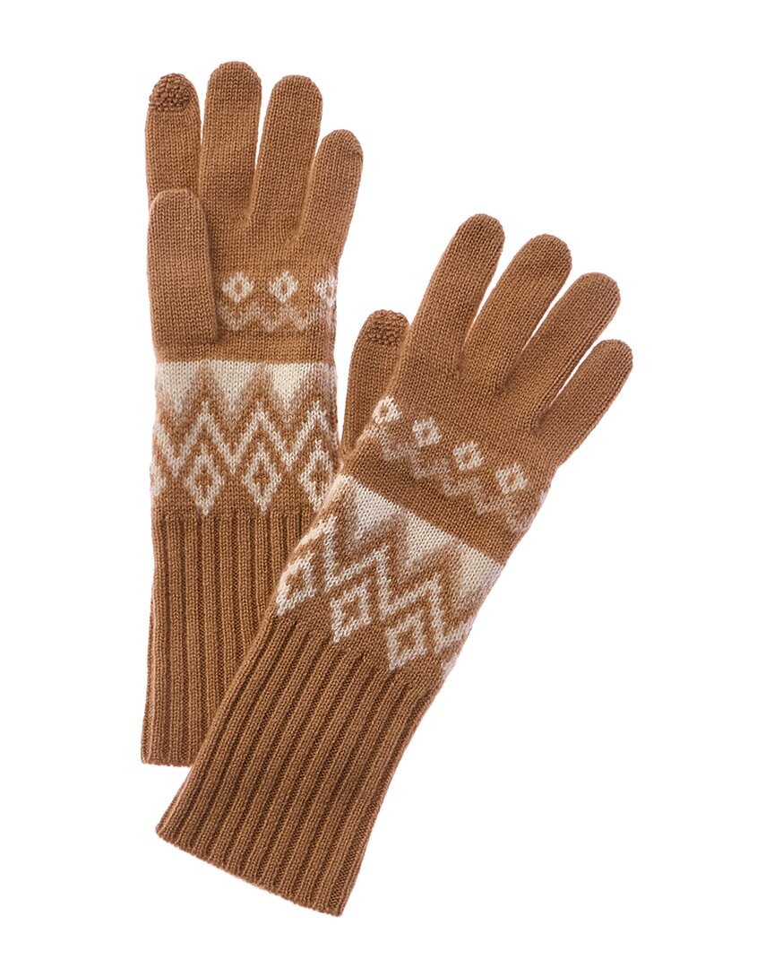 Hannah Rose Fairisle Essential Cashmere Gloves In Brown