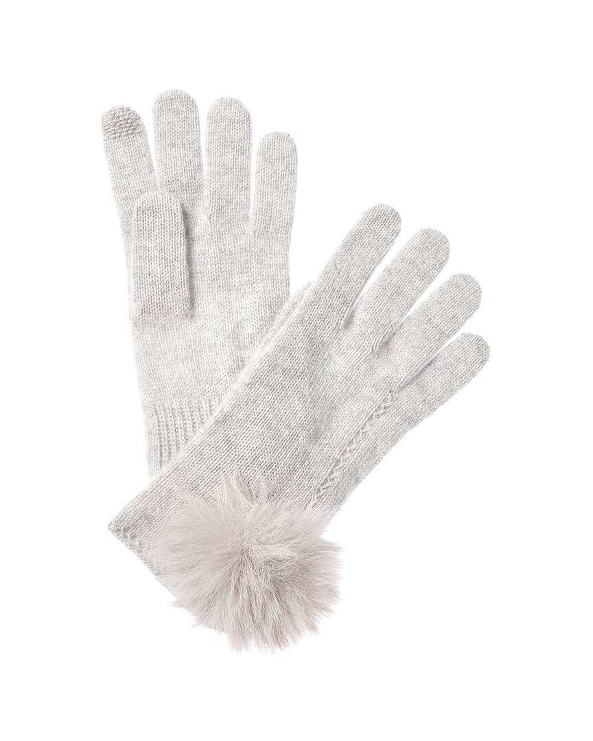 Hannah Rose Scallop Cashmere Gloves In Gray