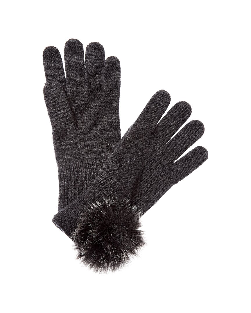 Hannah Rose Scallop Cashmere Gloves In Gray