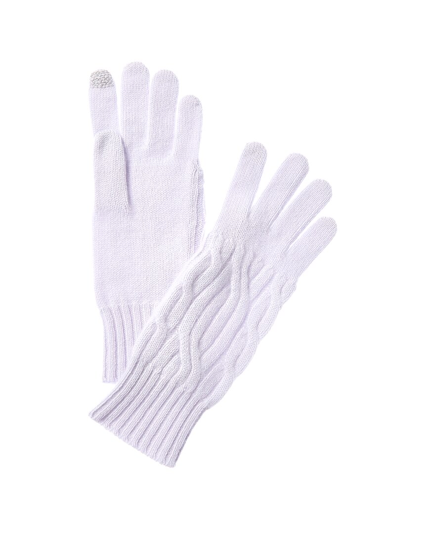 Hannah Rose Wide Cable Cashmere Gloves In Blue
