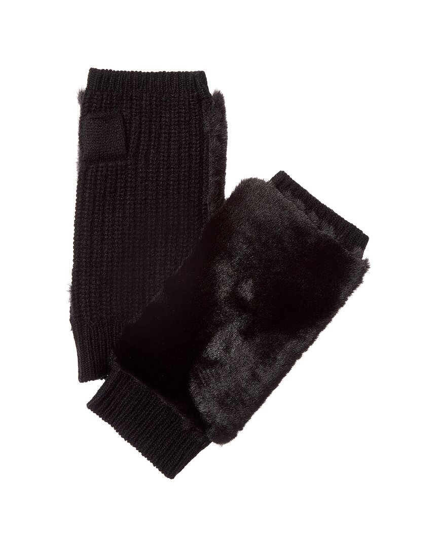 Hannah Rose Open Top Cashmere Mittens In Brown