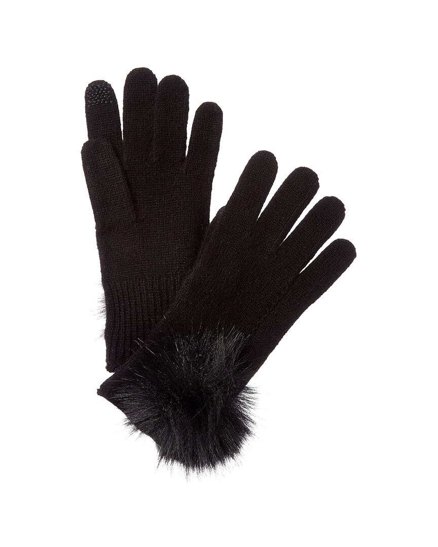 Hannah Rose Scallop Cashmere Gloves In Brown