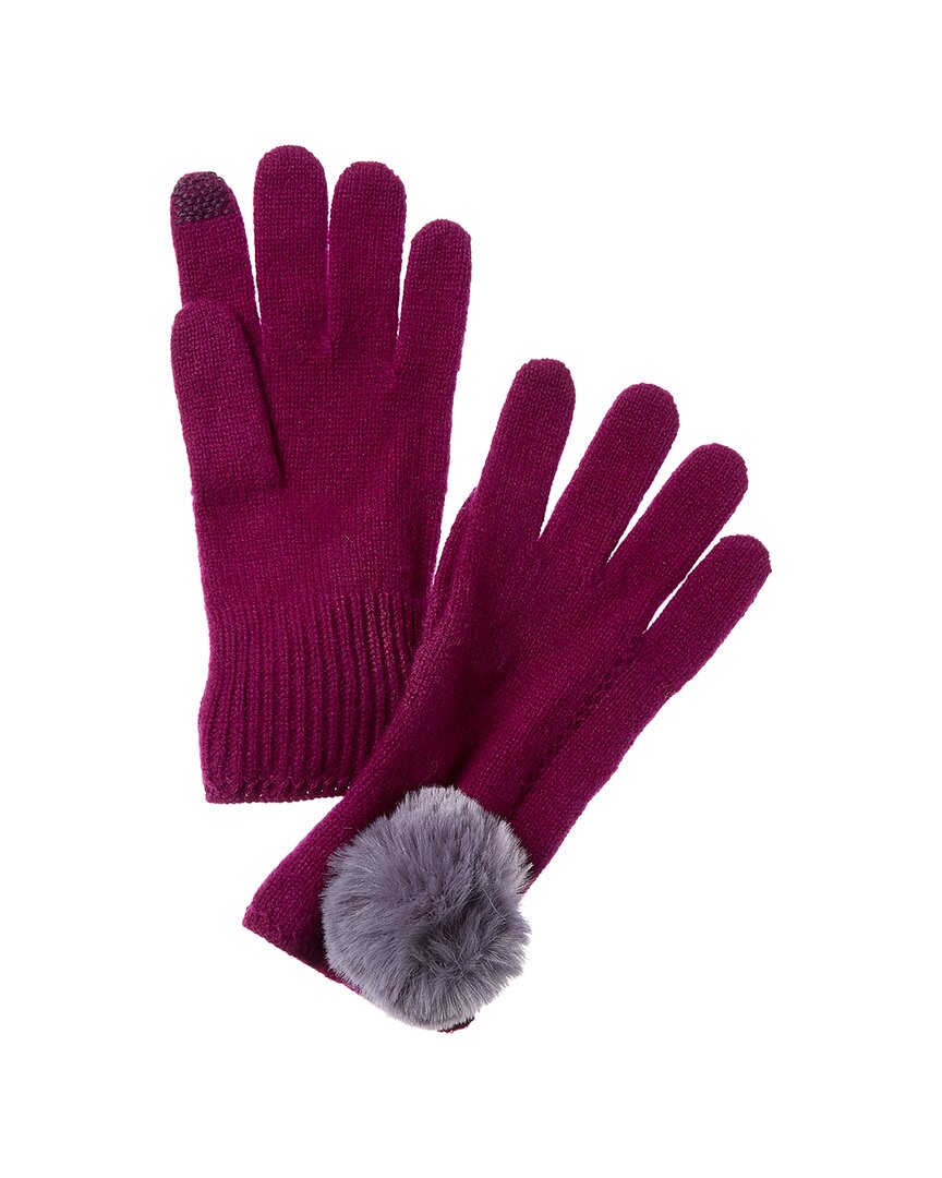 Hannah Rose Scallop Cashmere Gloves In Purple