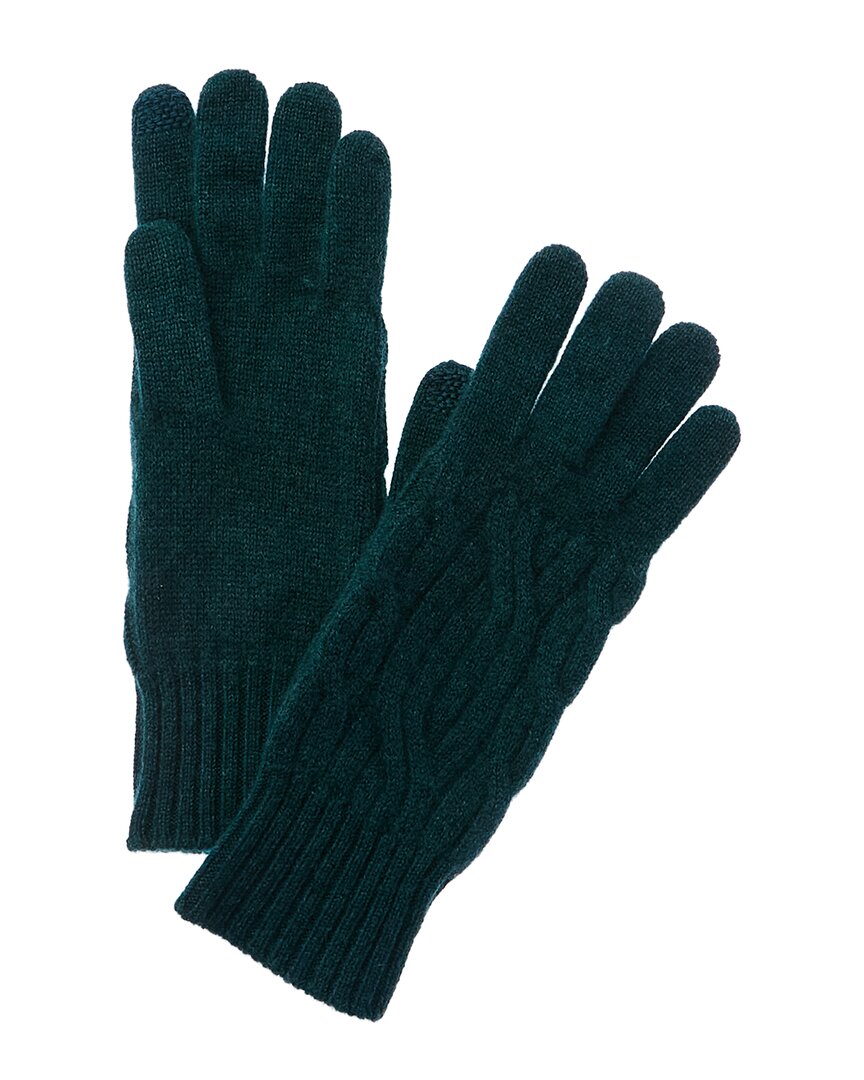 Hannah Rose Wide Cable Cashmere Gloves In Green