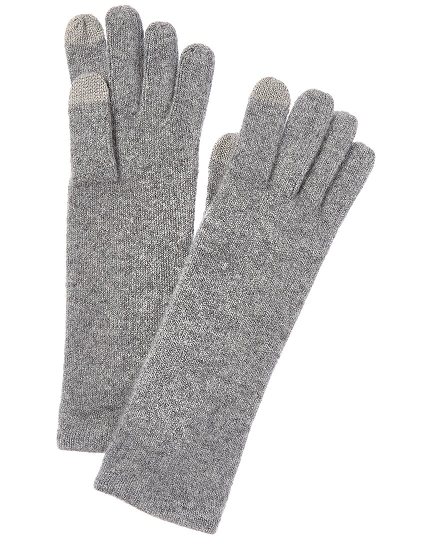 Sofia Cashmere Sofiacashmere Long Touch Screen Cashmere Gloves In Gray