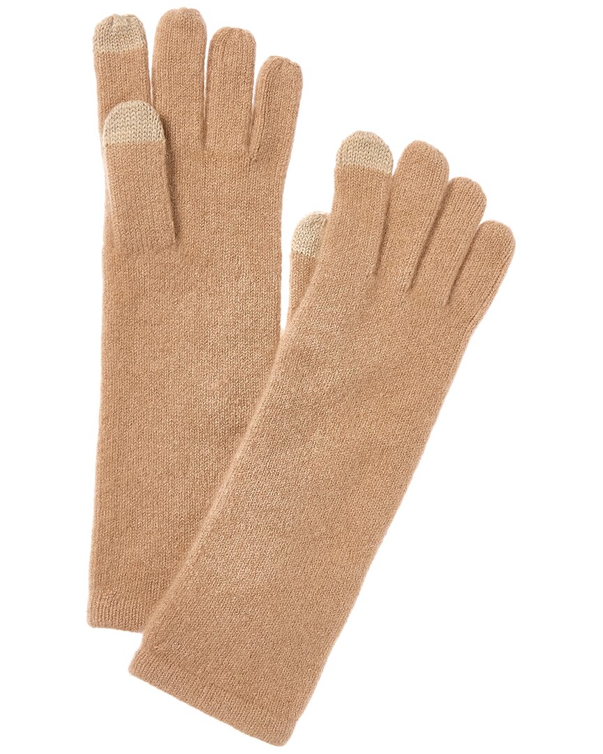 Sofia Cashmere Sofiacashmere Long Touch Screen Cashmere Gloves In Brown