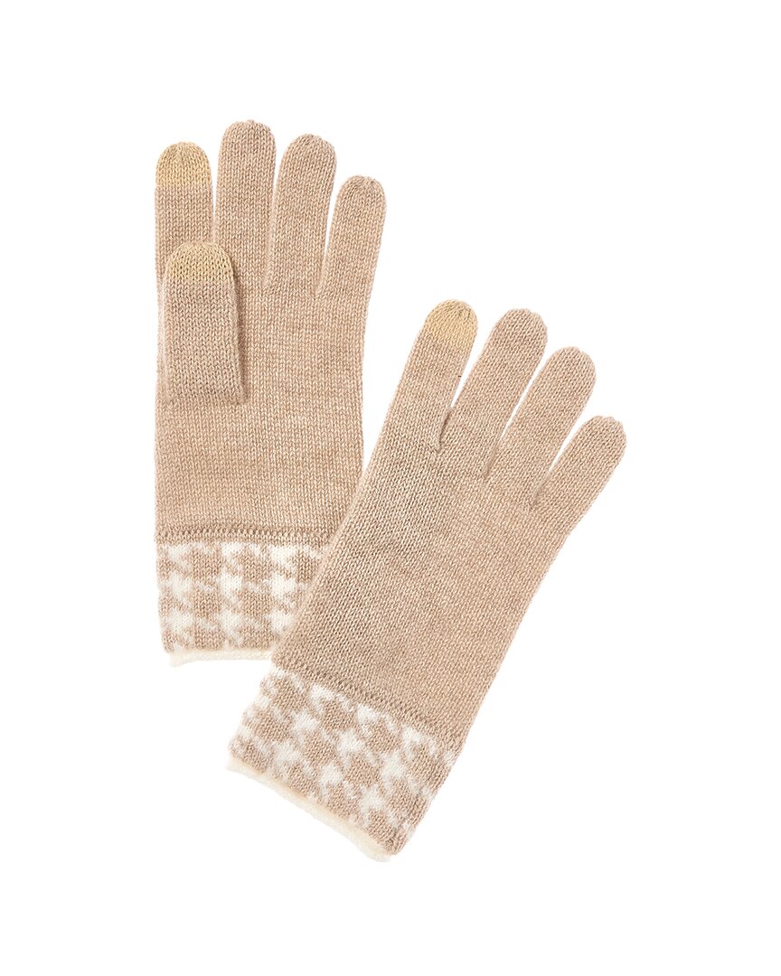 Bruno Magli Houndstooth Jacquard Cashmere Gloves In Gray