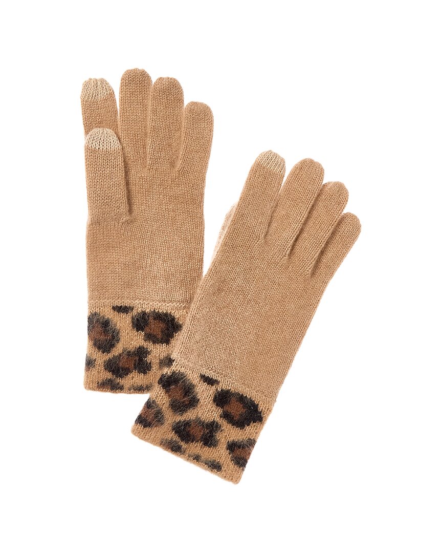 Bruno Magli Leopard Jacquard Cuff Cashmere Gloves In Animal Print