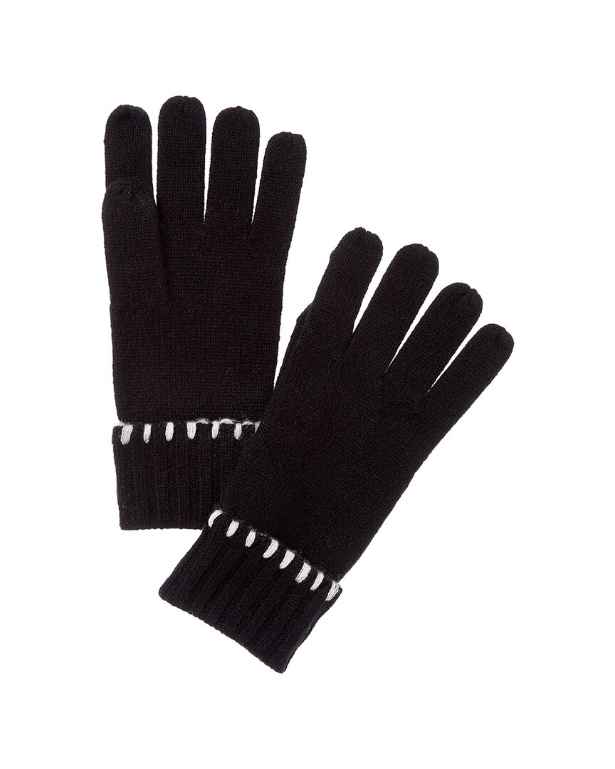 Bruno Magli Whipstitch Cuffed Cashmere Gloves In Brown
