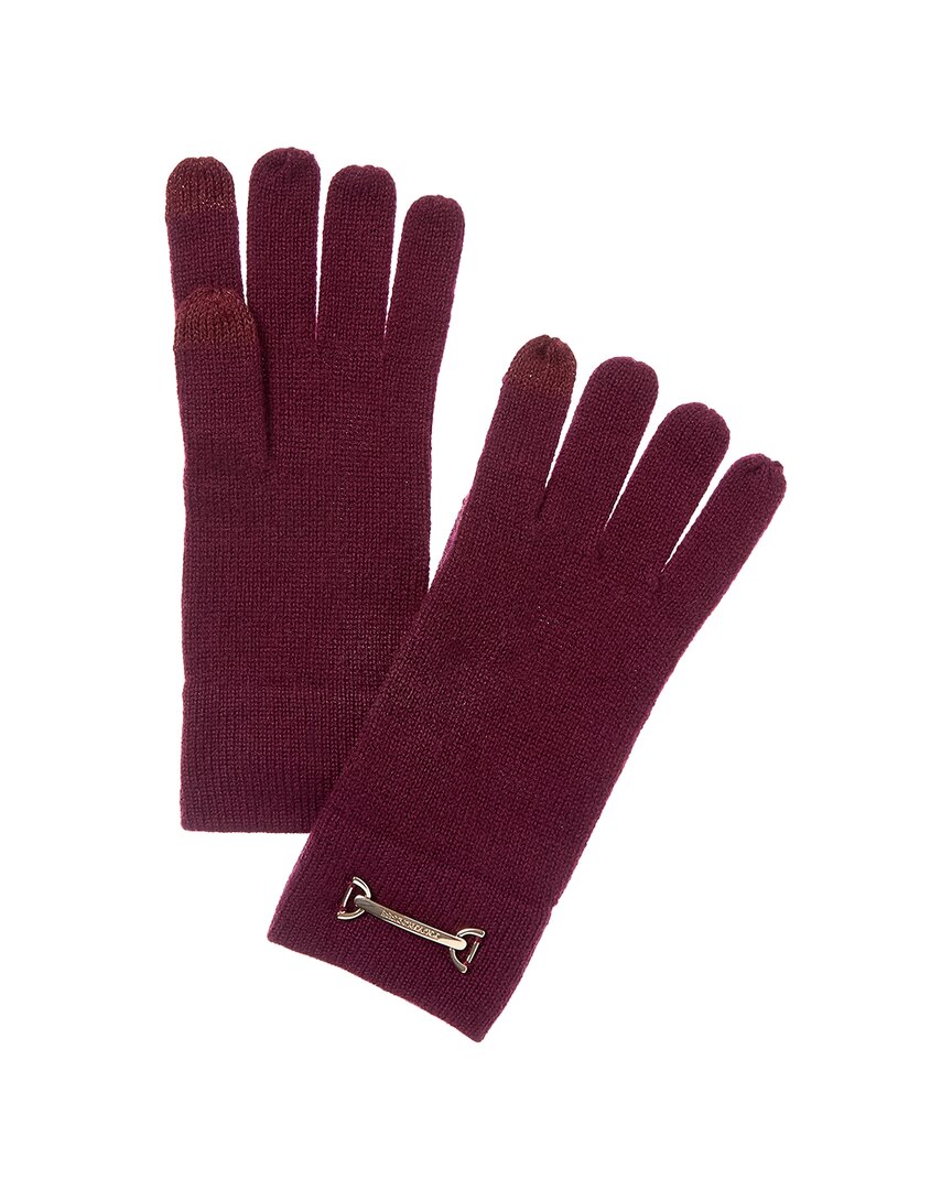 Bruno Magli Horsebit Knit Cashmere Gloves In Brown