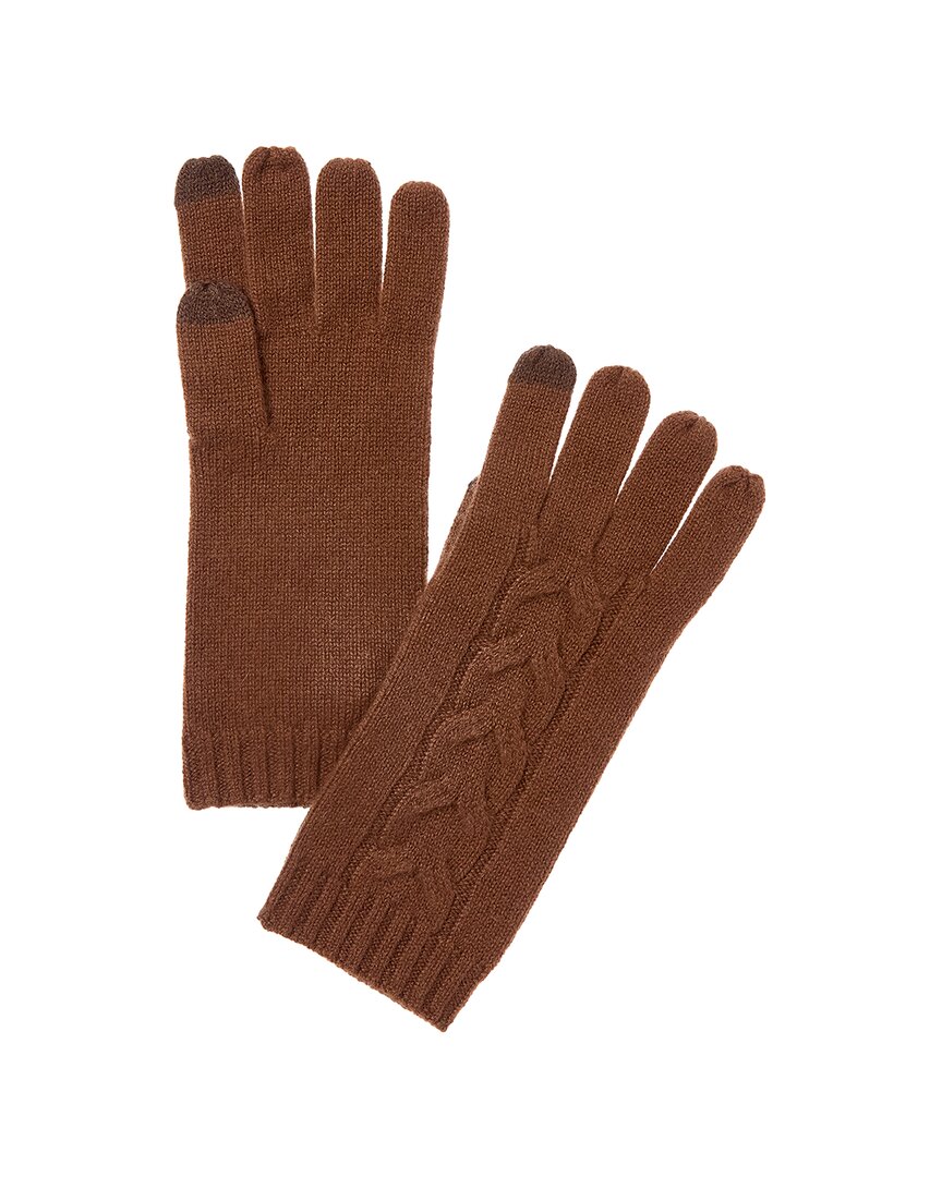 Bruno Magli Center Cable Cashmere Gloves In Brown