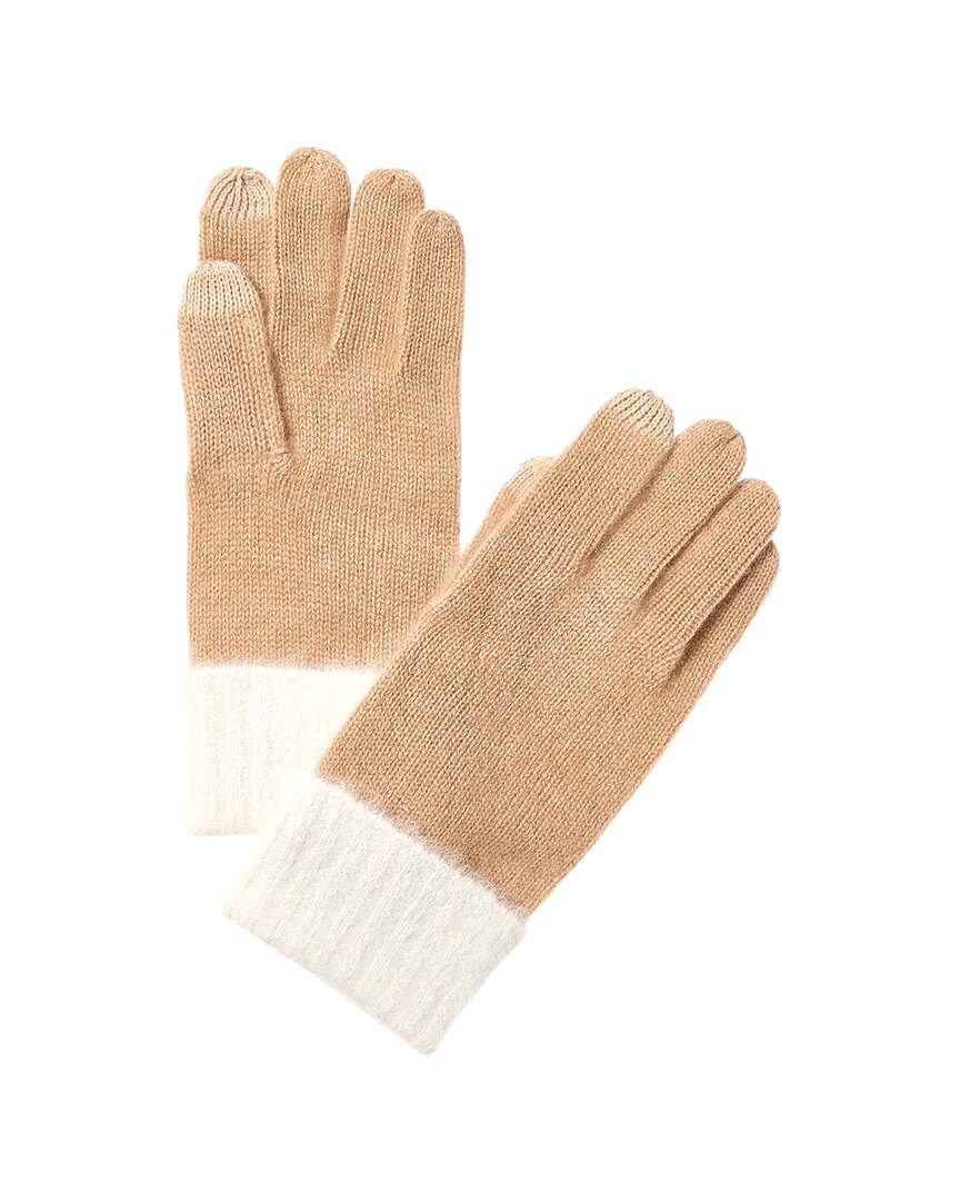 Phenix Colorblock Touch Tech Cashmere Gloves In Brown