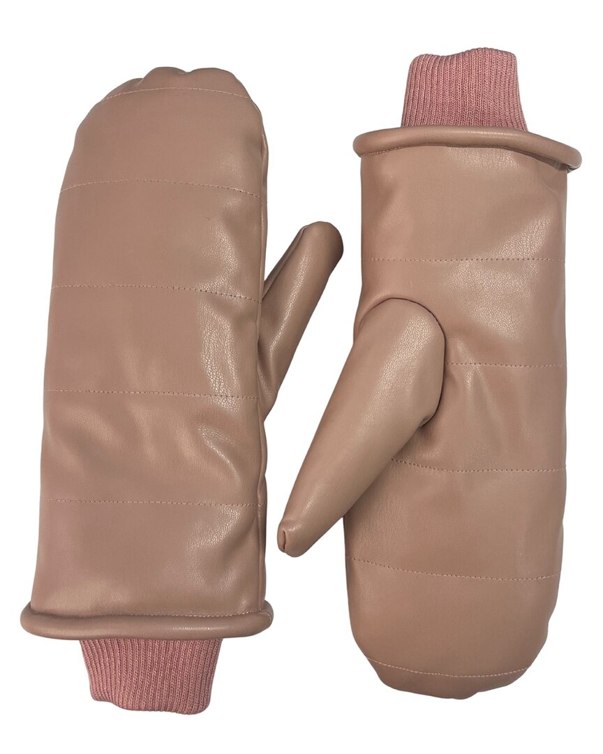 Marcus Adler Faux Leather Mittens In Brown
