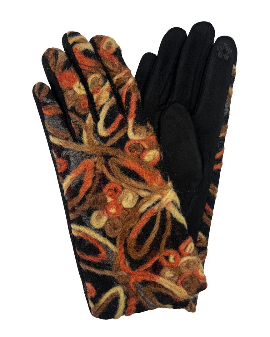 Marcus Adler Flower Print Knit Touchscreen Compatible Gloves In Red