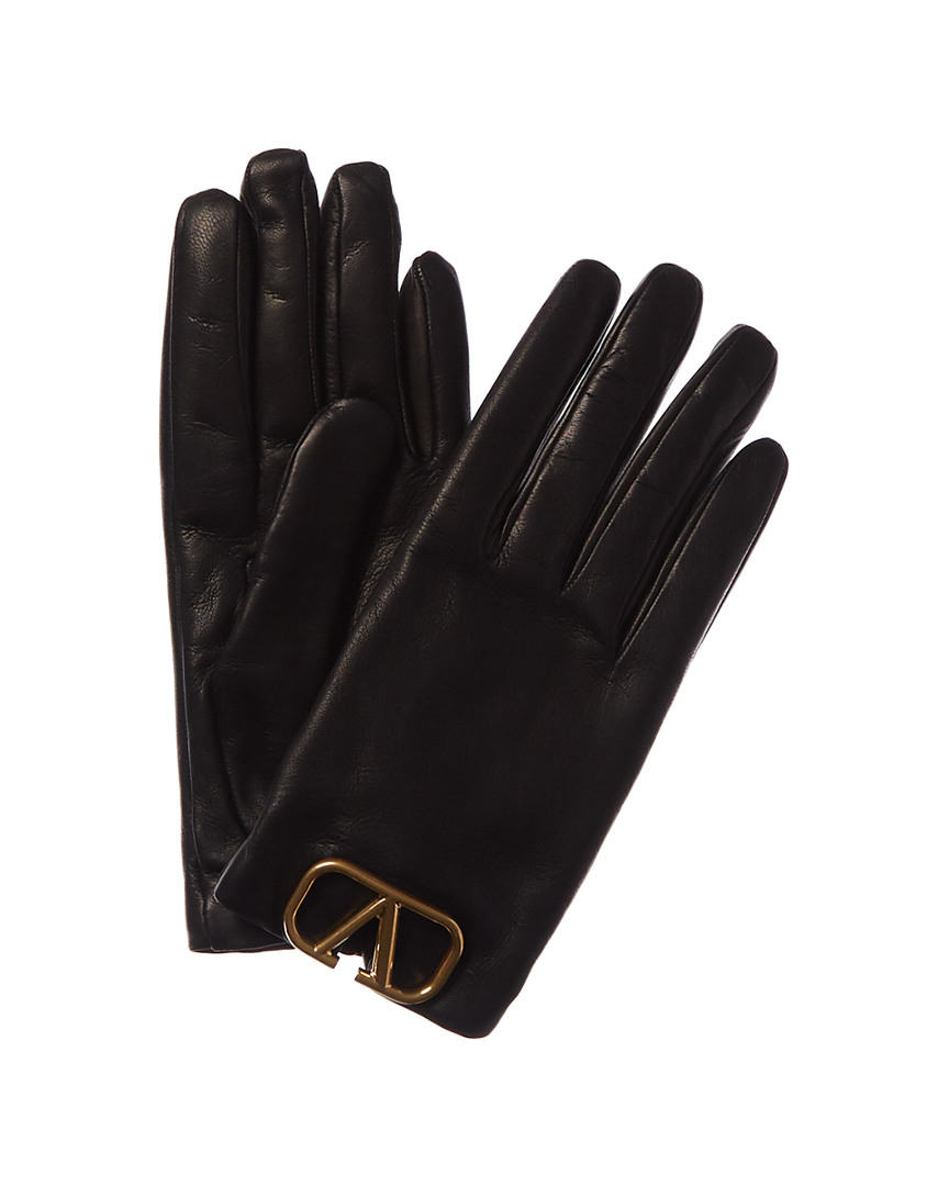 Valentino Vlogo CashmereLined Leather Gloves Women's Black 7 eBay