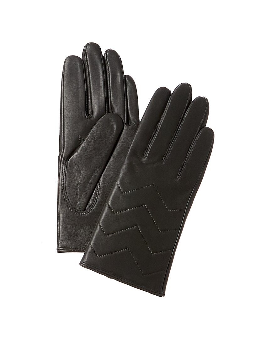 Phenix Quilted V Leather Gloves In Gray