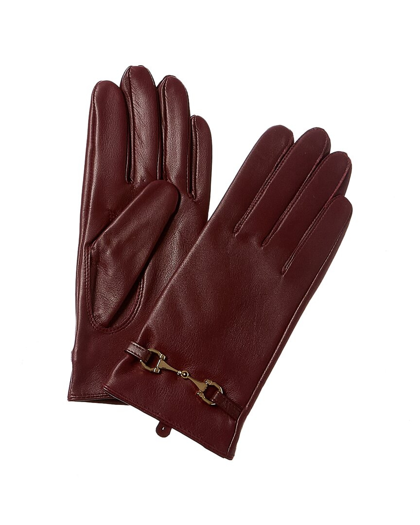 Phenix Horsebit Cashmere-lined Leather Gloves In Burgundy