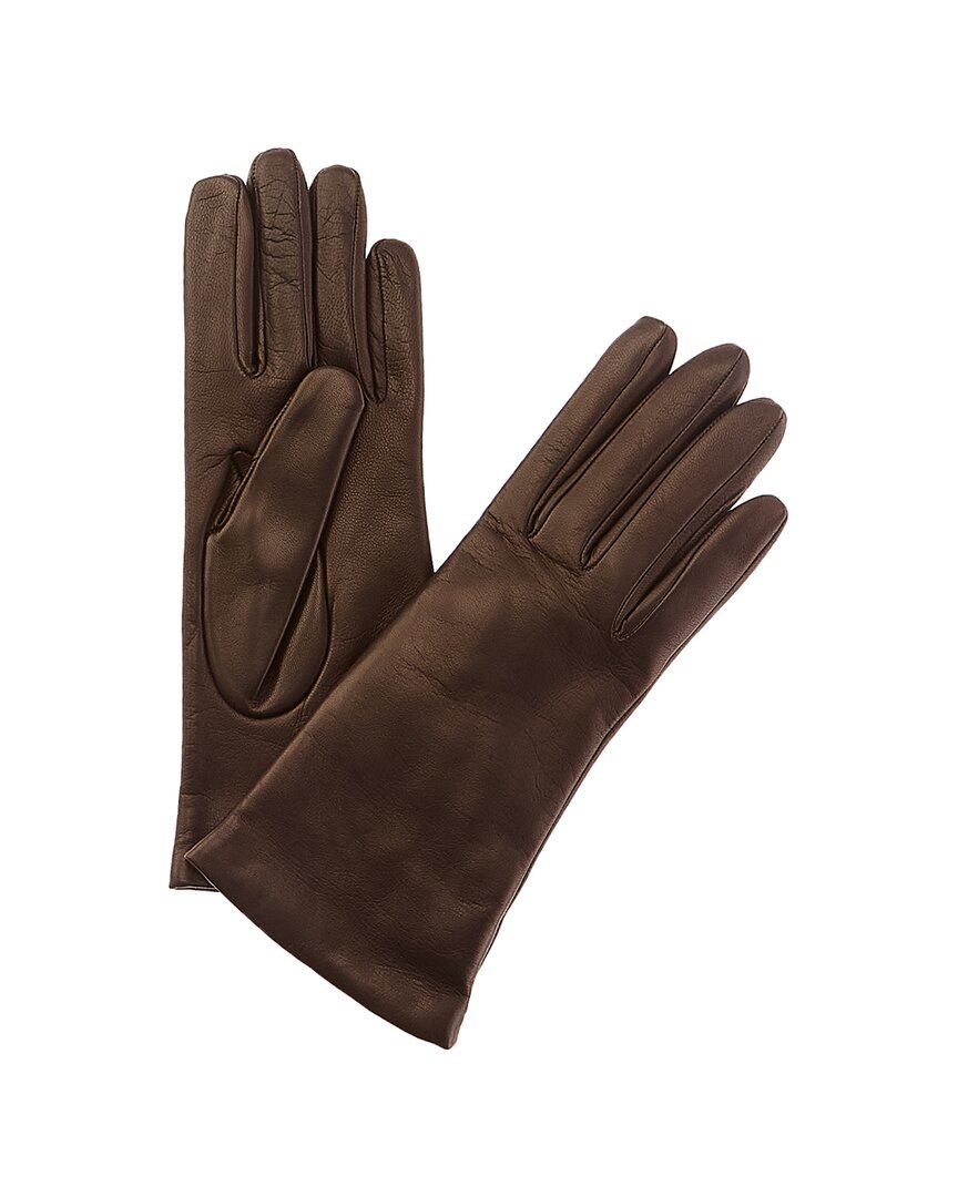 Portolano Cashmere-lined Leather Gloves In Brown
