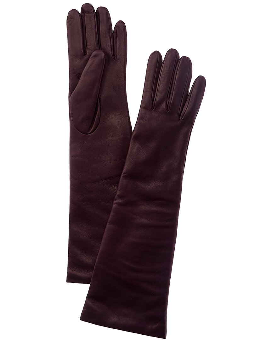Portolano Long Cashmere-lined Leather Gloves In Purple