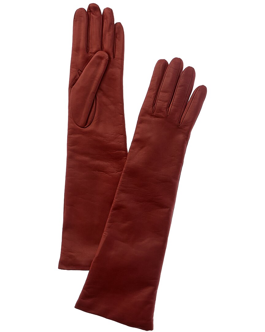 Portolano Long Cashmere-lined Leather Gloves In Red