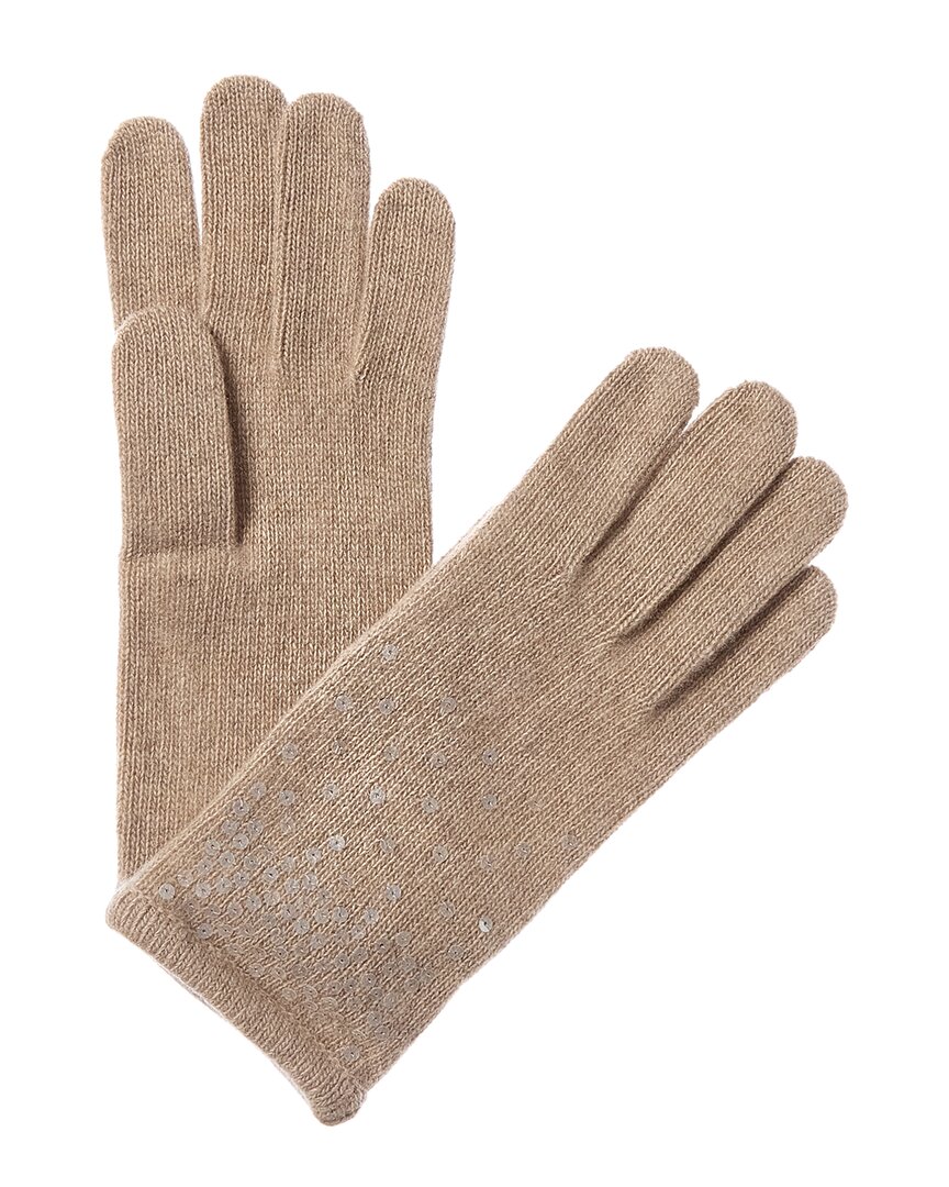 Portolano Sequins Cashmere Gloves In Brown