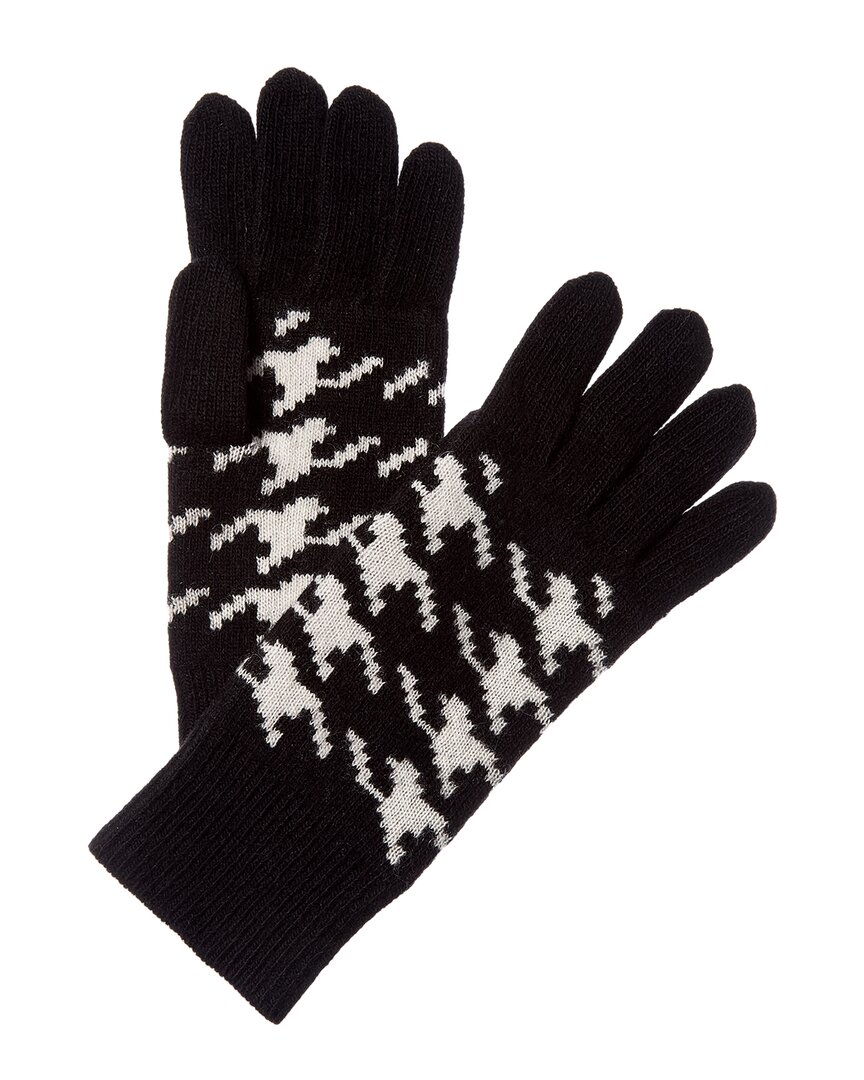 Portolano Pied De Poule Cashmere Gloves In Black